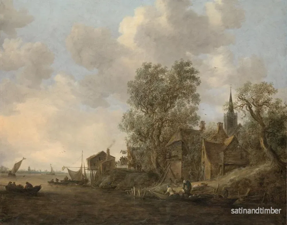 Reproduktion av målningen Vy över en stad vid en flod - Jan van Goyen - Bild 2