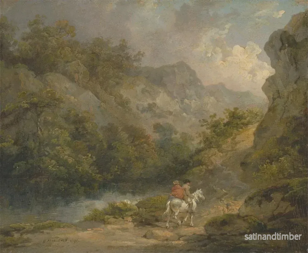 Reproduktion av målningen Landskap med klippor och två män på en häst - George Morland - Bild 2