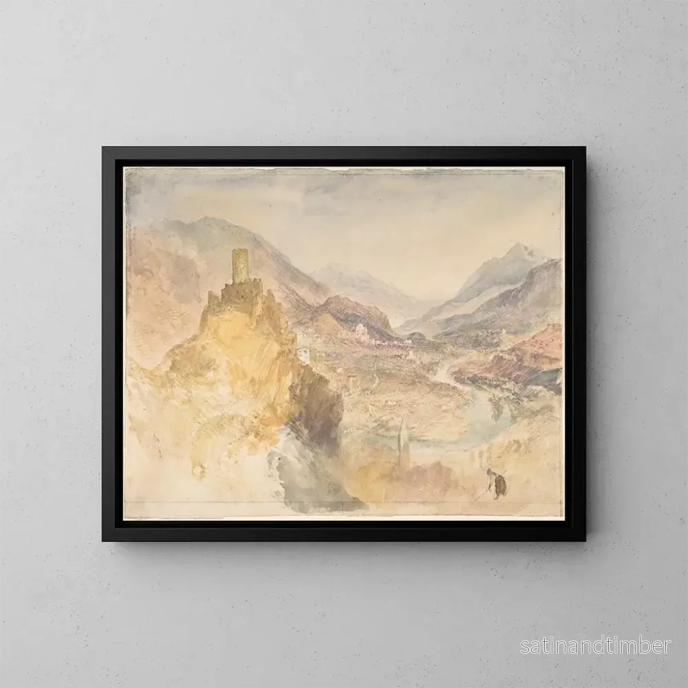 Reproduktion av målningen Le Val d’Aoste och Château d’Argent sedd uppifrån från Villeneuve – Joseph Mallord William Turner Reproduktion av målningen Le Val d’Aoste och Château d’Argent sedd uppifrån från Villeneuve – Joseph Mallord William Turner