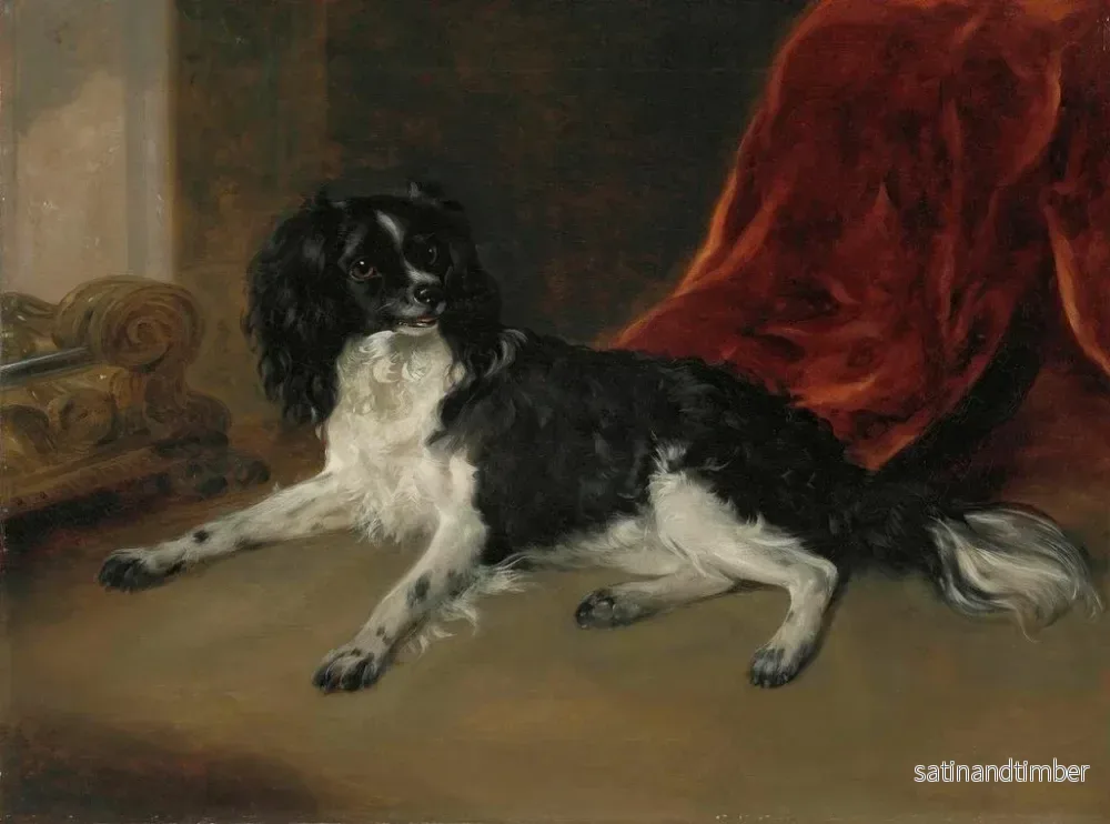 Reproduktion av målningen En épagneul King Charles nära en öppen spis - Ramsay Richard Reinagle - Bild 2