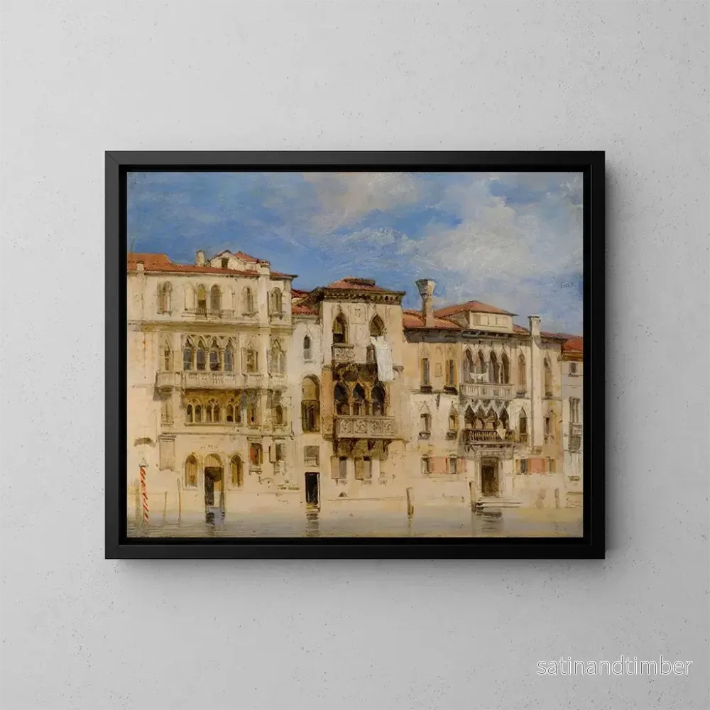 Reproduktion av målningen av Les palais Manolesso, Ferro, Contarini, Fasan och Venier på Grand Canal i Venedig – Richard Parkes Bonington Reproduktion av målningen av Les palais Manolesso, Ferro, Contarini, Fasan och Venier på Grand Canal i Venedig – Richard Parkes Bonington