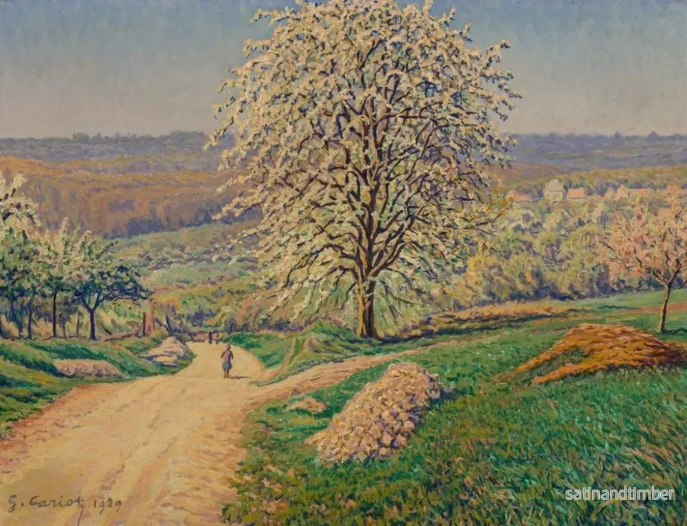 Reproduktion av målningen Ett stort landskap med en figur som går på en väg - Gustave Cariot - Bild 2
