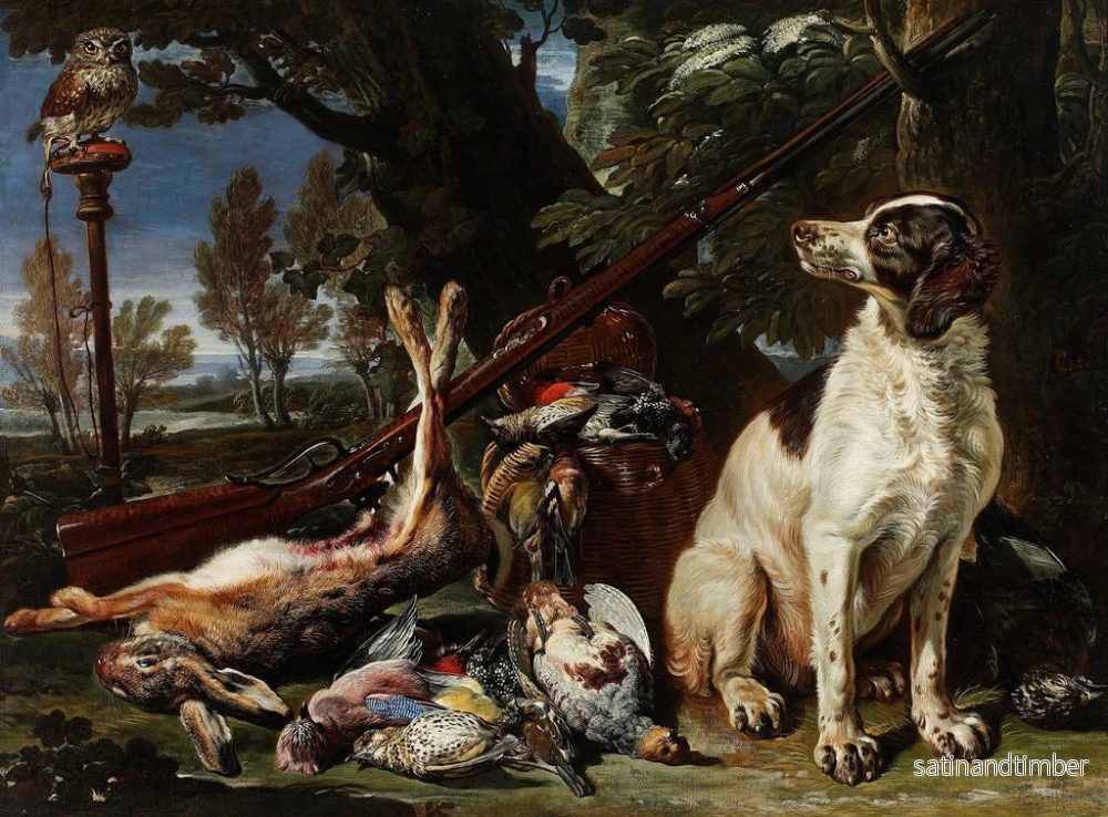 Reproduktion av målningen Trophées de chasse de chiens et un hibou - David de Coninck - Bild 2
