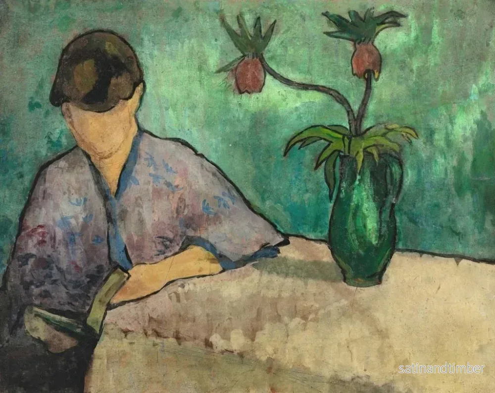 Reproduktion av målningen ung kvinna som läser i kimono - Émile Bernard - Bild 2