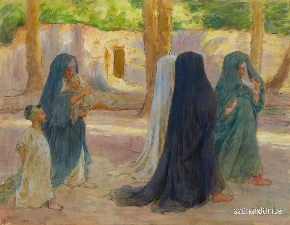 Reproduktion av målningen av kvinnor i arabisk promenad - Étienne Dinet - Bild 2