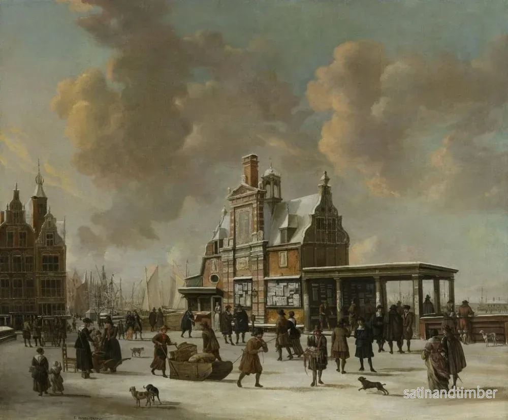 Reproduktion av målningen av Le Paalhuis och den Nieuwe Brug i Amsterdam på vintern - Jan Abrahamsz Beerstraaten - Bild 2