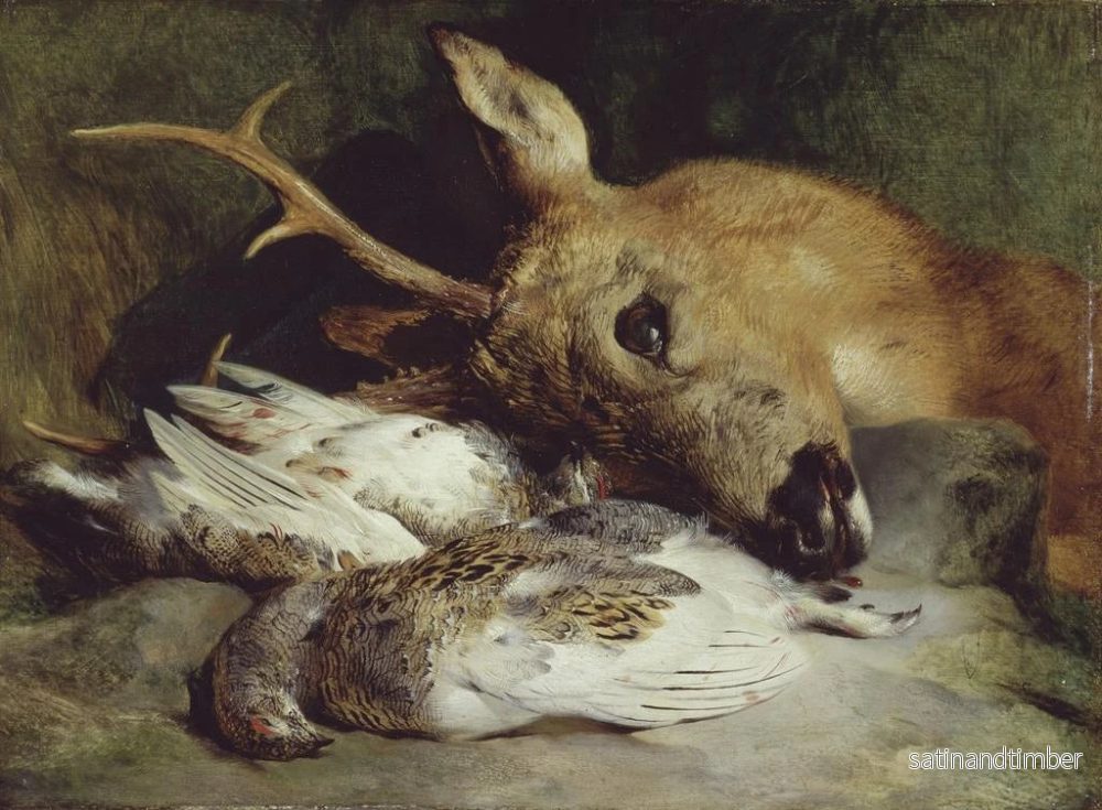 Reproduktion av målningen Tête de chevreuil och två lagopèdes - Sir Edwin Henry Landseer - Bild 2