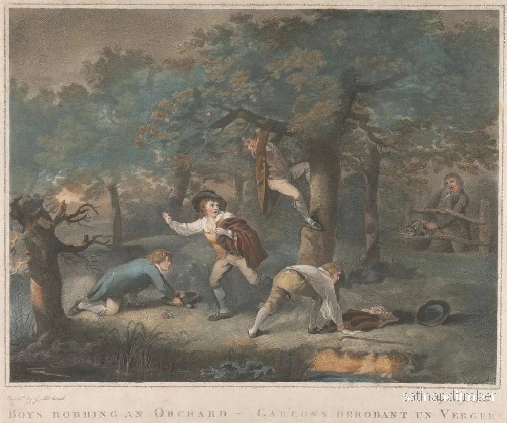 Reproduktion av målningen av pojkar som flyger över ett fruktträdgård - George Morland - Bild 2