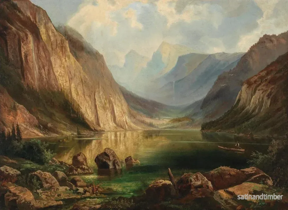 Reproduktion av målningen Vue des Hllengebirge près d'Ebensee Langbathsee - Ferdinand Lepié - Bild 2