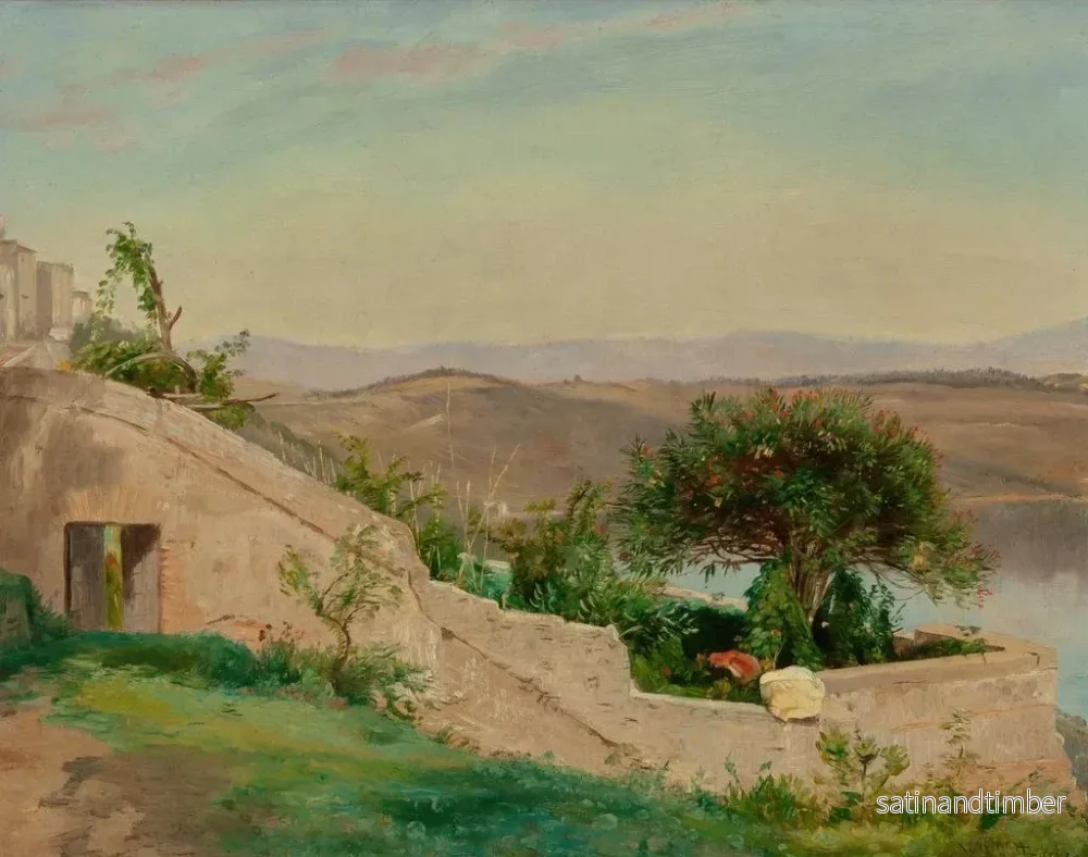 Reproduktion av målningen Lac Albano från Gandolfo slottet, Italien - Worthington Whittredge - Bild 2