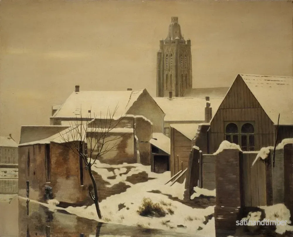 Reproduktion av målningen Vue d'Oudenaarde sous la neige - Edmond Van de Vyvere - Bild 2