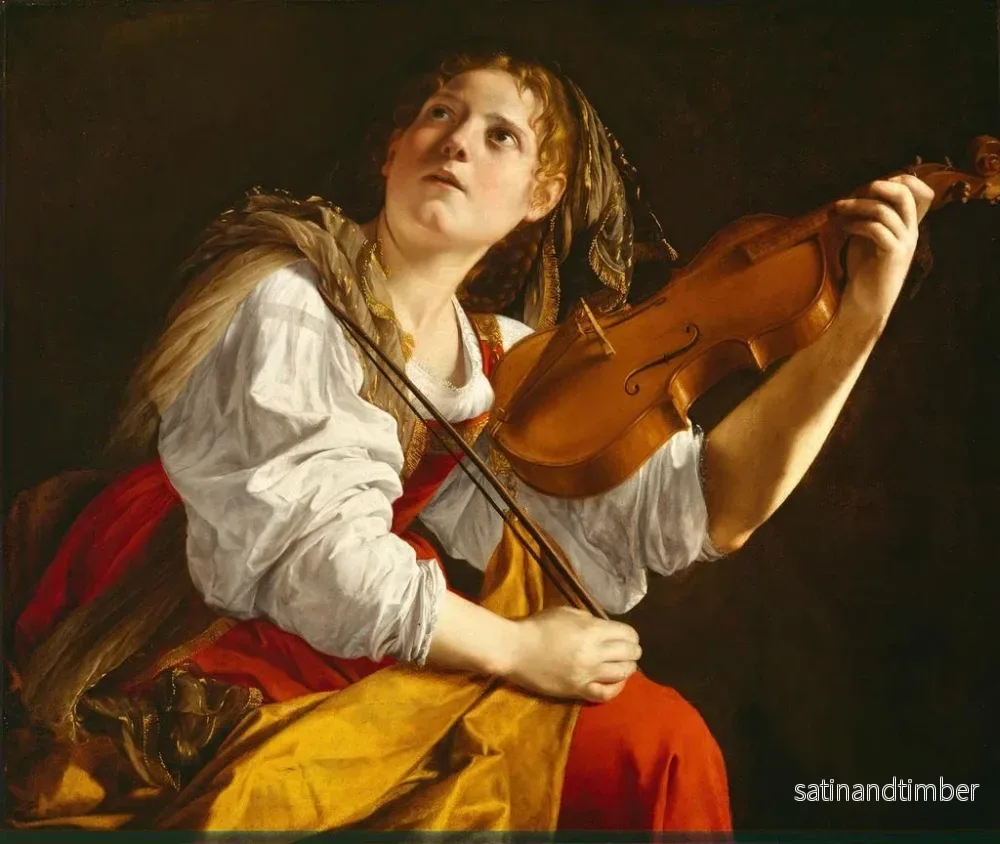 Reproduktion av målningen Ung kvinna med violin, Sainte Cécile - Orazio Gentileschi - Bild 2