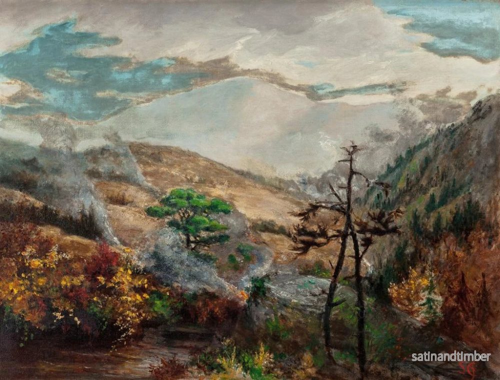 Reproduktion av målningen av stora rökande berg i Waynesville i North Carolina-bergen - Sarah Ann Freeman Clarke - Bild 2