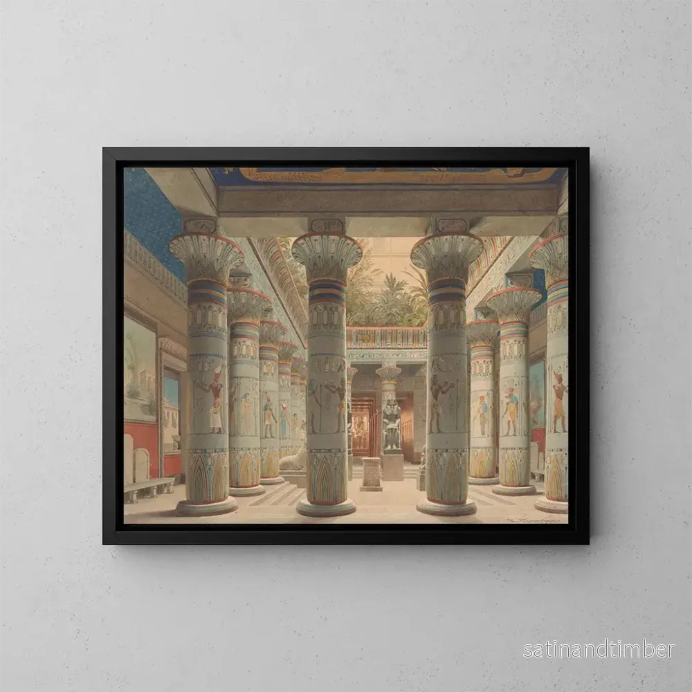 Reproduktion av målningen La cour du temple égyptien au Neues Museum de Berlin – Eduard Gaertner