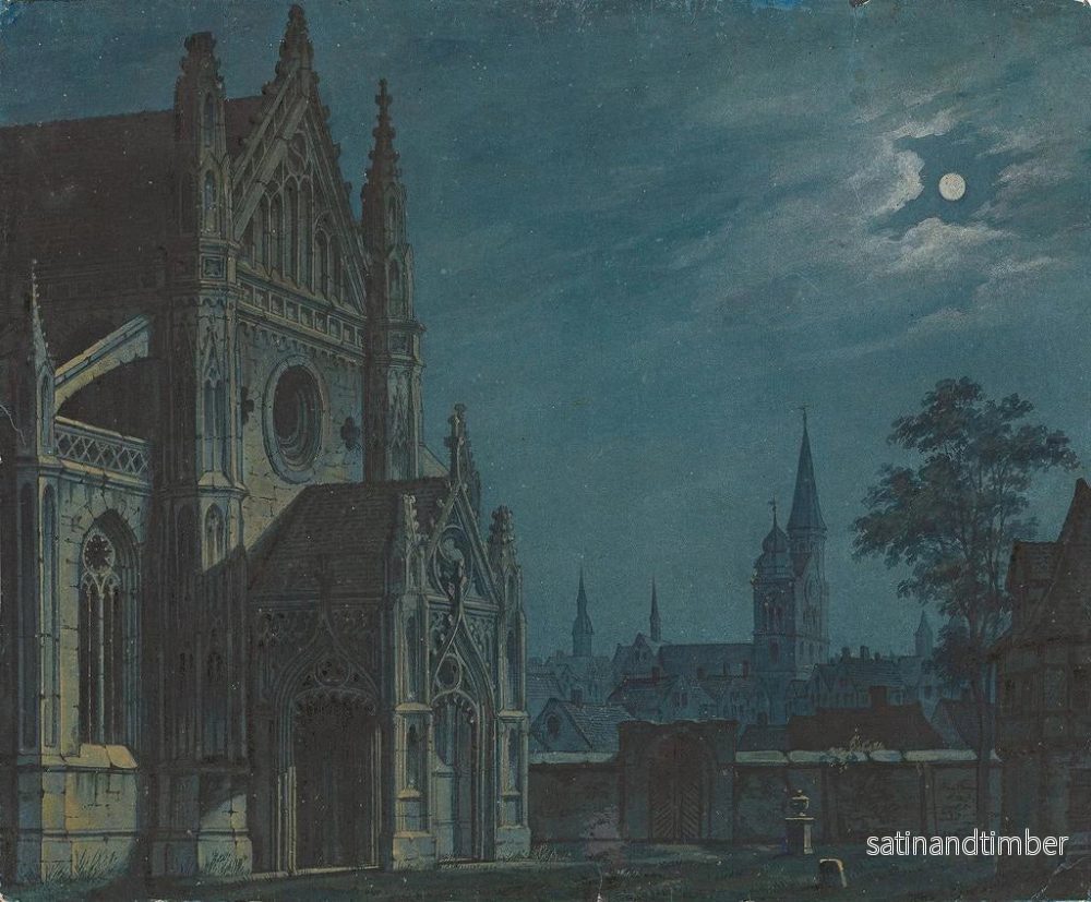 Reproduktion av målningen Måne över en kyrkas innergård med rik murverk - Carl Gustav Carus - Bild 2