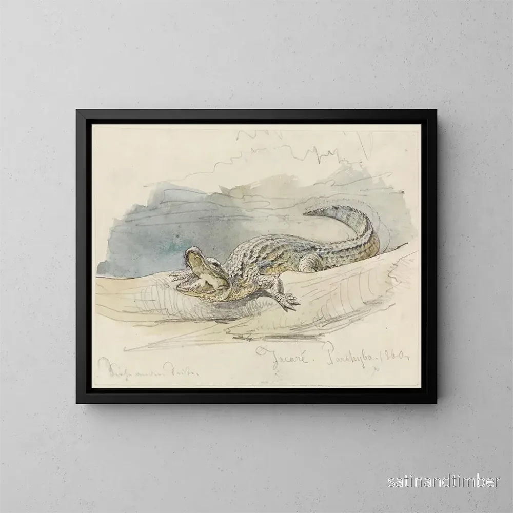 Reproduktion av målningen Studie av en alligator – Ferdinand Keller Reproduktion av målningen Studie av en alligator – Ferdinand Keller
