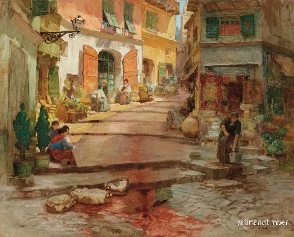 Reproduktion av målningen Rue Droite i det gamla Nice - Frederick Arthur Bridgman - Bild 2