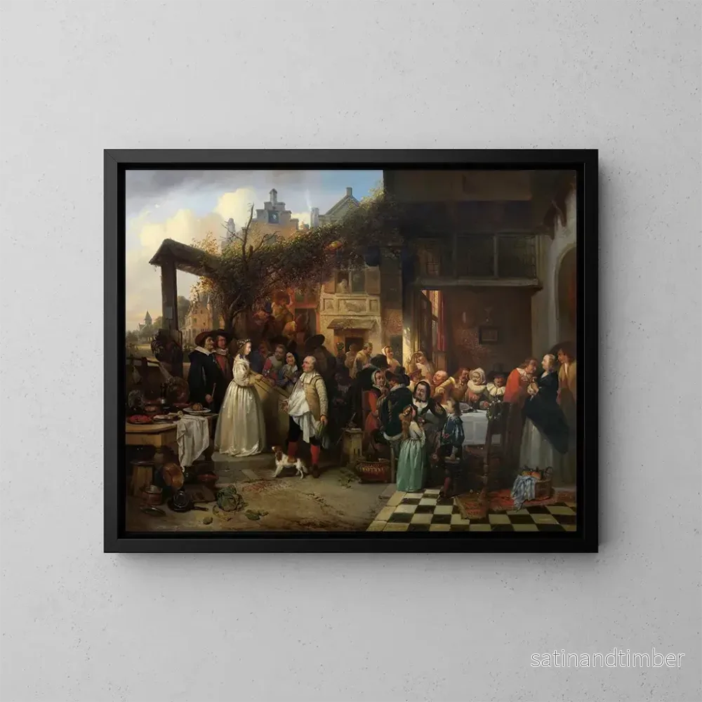 Reproduktion av målningen Bröllop i Flandern på 1600-talet - Jan August Hendrik Leys