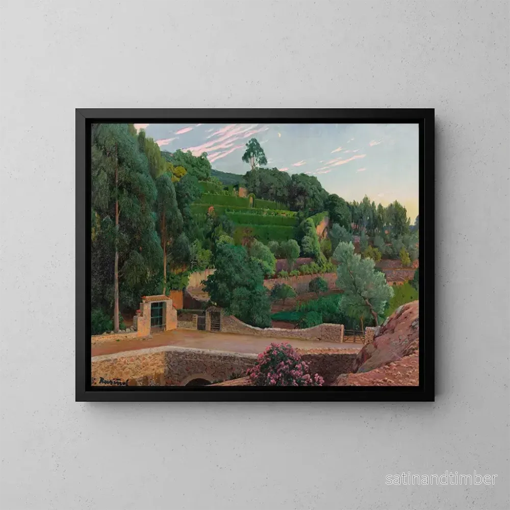Reproduktion av målningen Amphithéâtre vert, vy över trädgårdarna i Sa Coma – Santiago Rusiñol Reproduktion av målningen Amphithéâtre vert, vy över trädgårdarna i Sa Coma – Santiago Rusiñol
