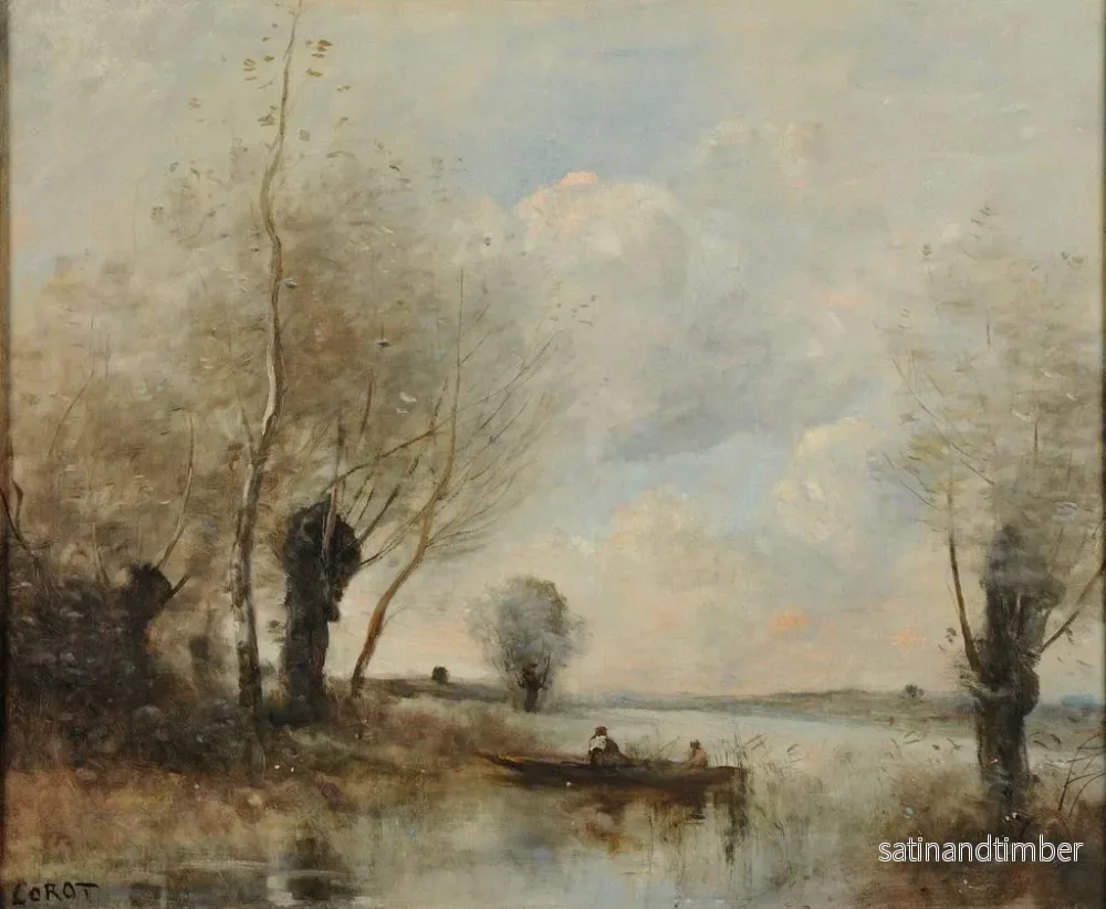 Reproduktion av målningen av båtfiske vid pilträden - Jean-Baptiste-Camille Corot - Bild 2