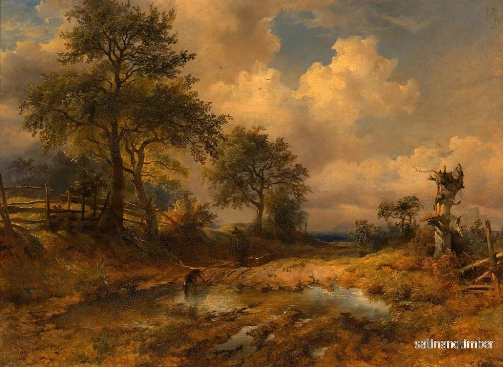 Reproduktion av målningen Le chemin du chariot, chasseur rentrant - Friedrich August Matthias Gauermann - Bild 2