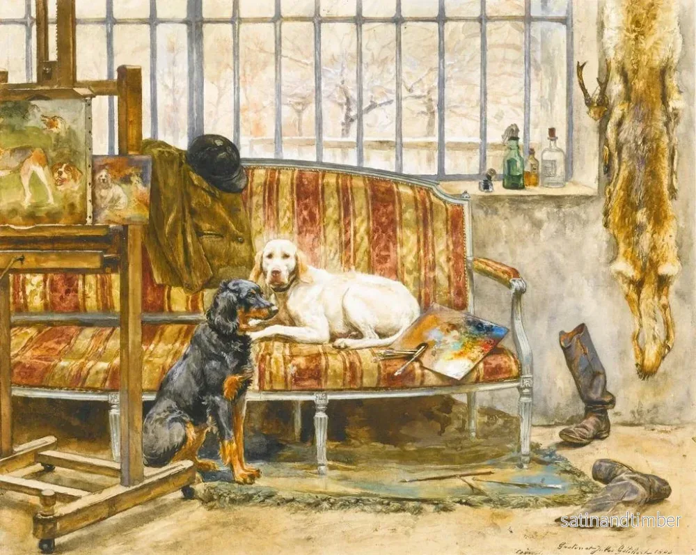Reproduktion av målningen Les Chiens de l'artiste - Jules-Bertrand Gibert - Bild 2