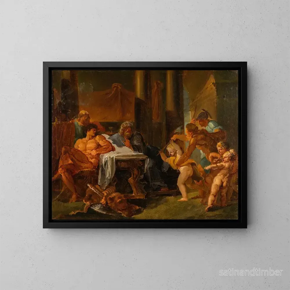 Reproduktion av målningen Hercule och Theseus i kung Pittheus palats – Louis Masreliez Reproduktion av målningen Hercule och Theseus i kung Pittheus palats – Louis Masreliez