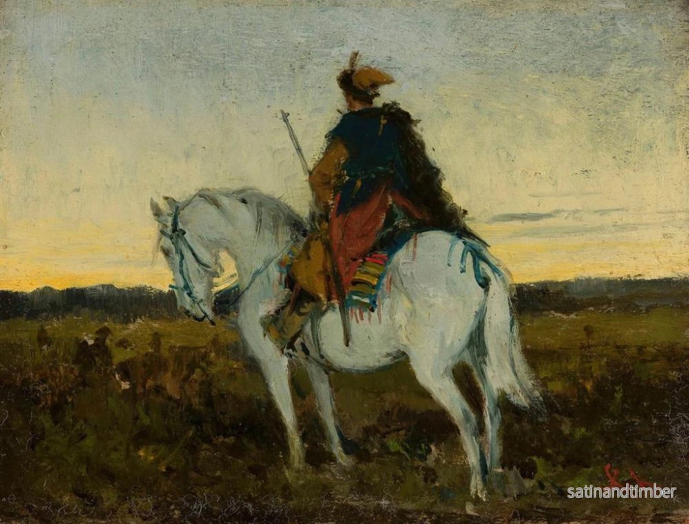 Reproduktion av målningen Cavalier oriental sur un cheval blanc - Jan Chełmiński - Bild 2