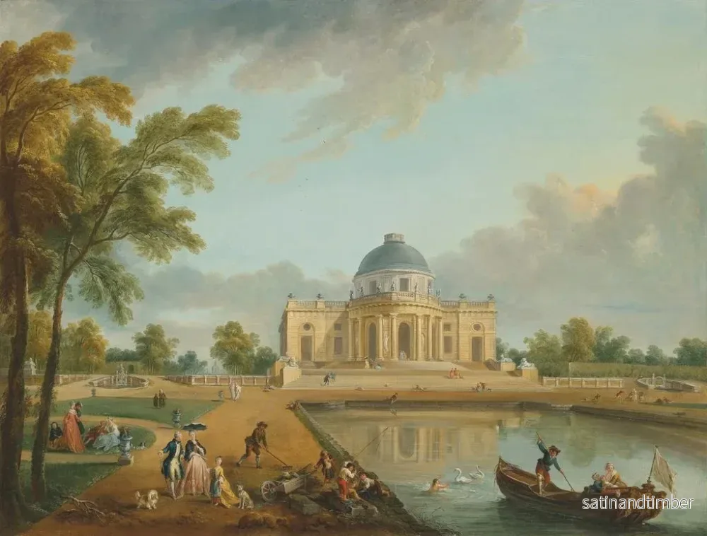 Reproduktion av målningen Le côté est du Château de Montmusard à Dijon vu des jardins - Jean-Baptiste Lallemand - Bild 2