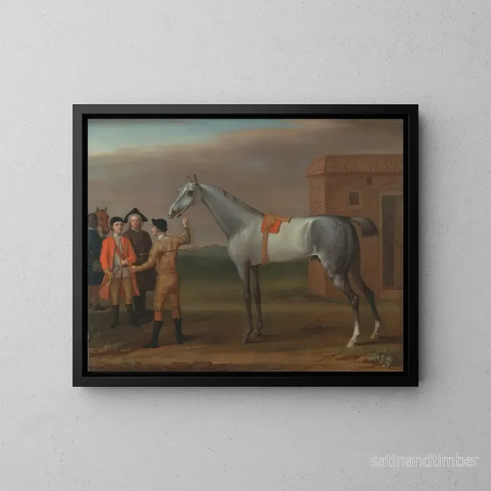 Reproduktion av målningen Lamprey med sin ägare Sir William Morgan i Newmarket - John Wootton