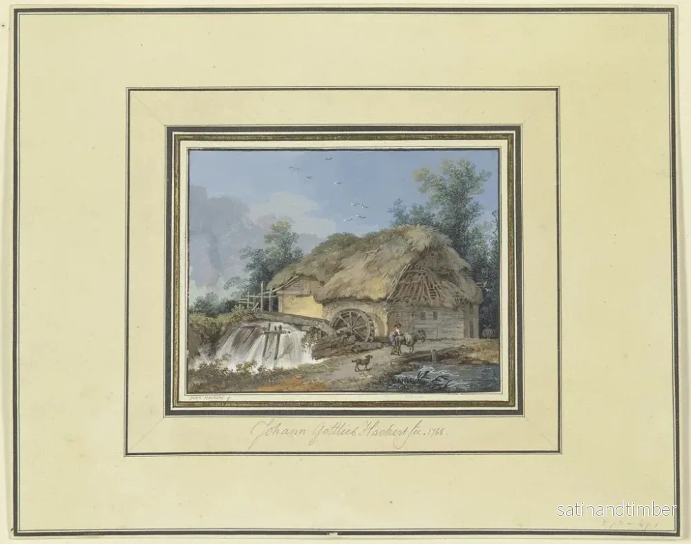 Reproduktion av målningen av ett vattenhjul med en bonde, en åsna och en hund - Johann Gottlieb Hackert - Bild 2