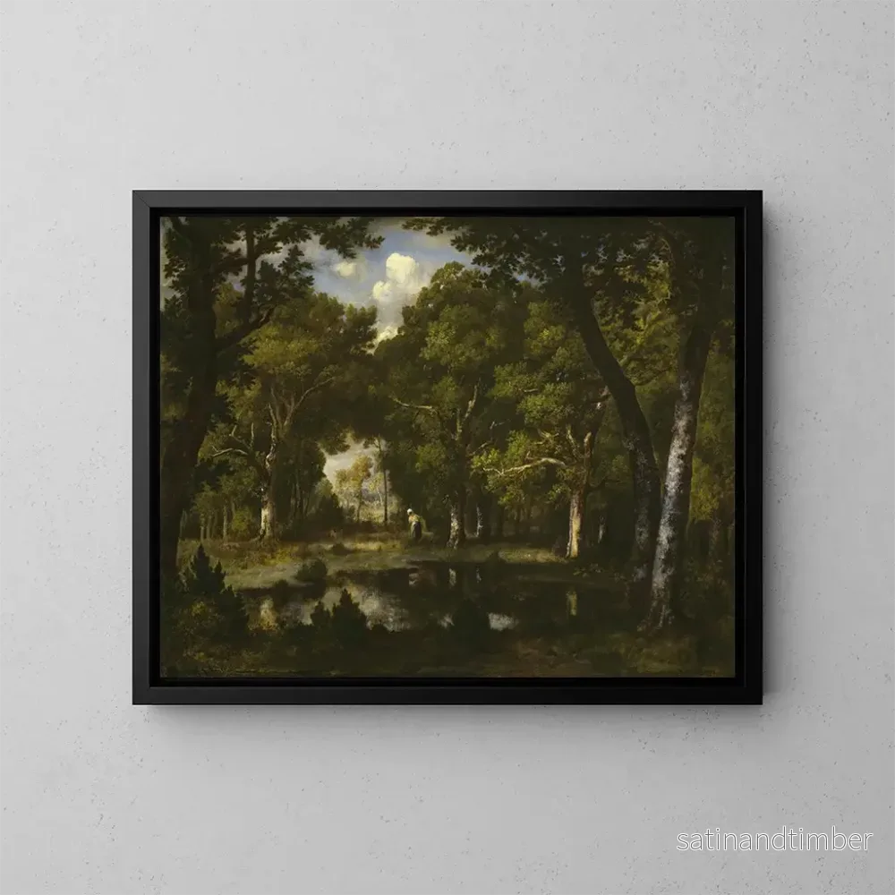 Reproduktion av målningen Sjö i skogen - Narcisse Virgile Diaz de la Peña