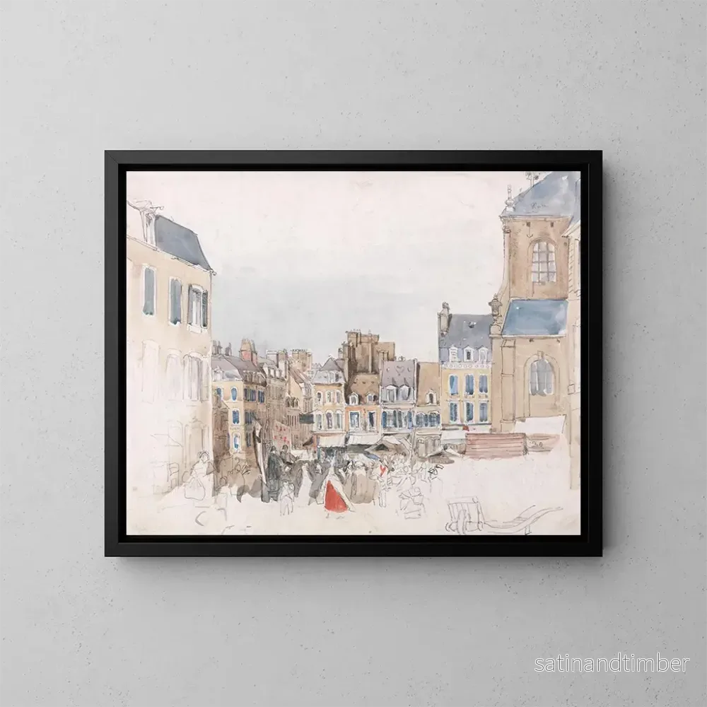 Reproduktion av målningen En fransk marknad - David Cox
