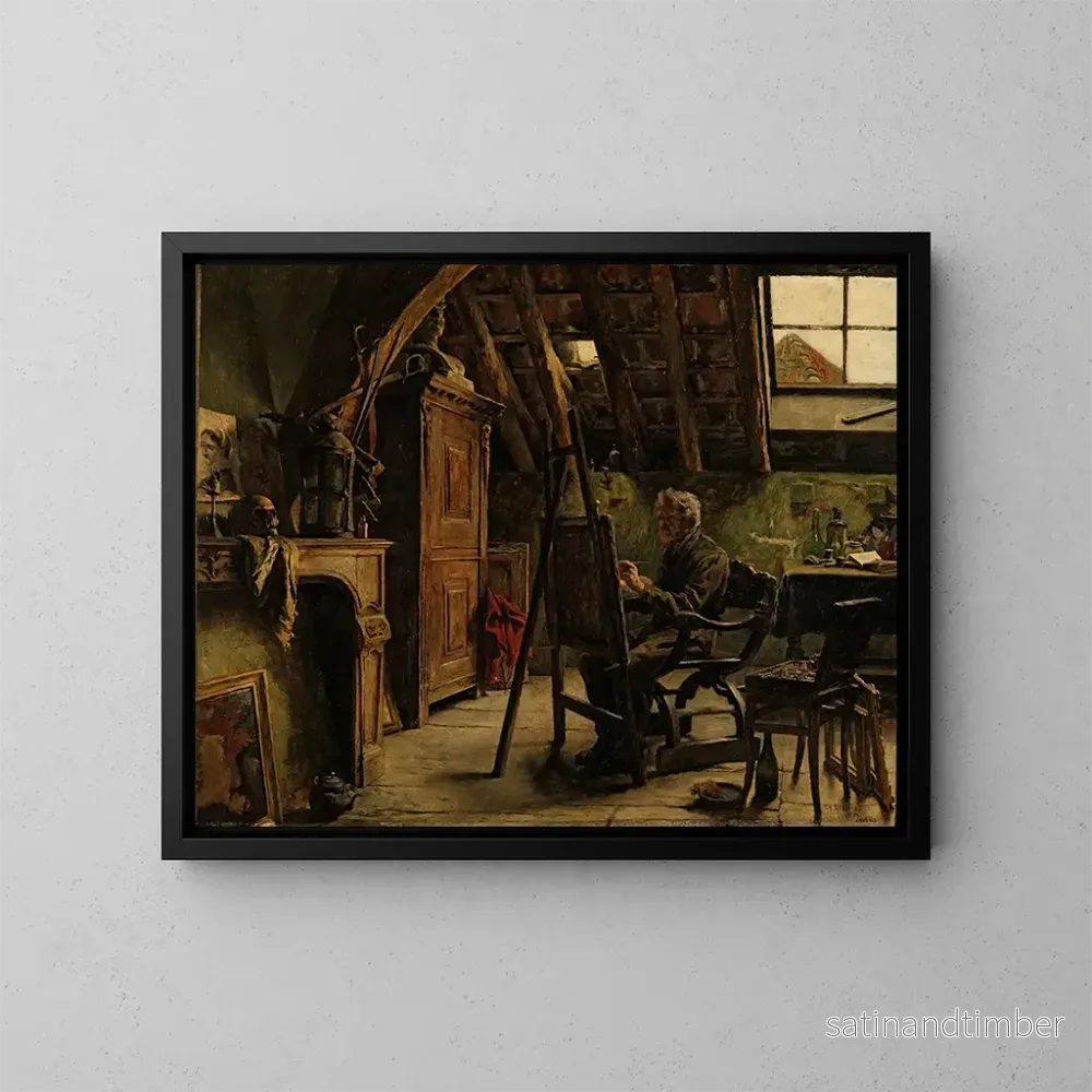 Reproduktion av målningen Atelier d'un peintre - Charles Mertens