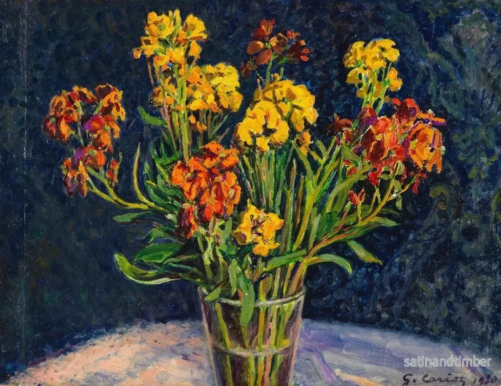 Reproduktion av målningen Bouquet de giroflées - Gustave Cariot - Bild 2