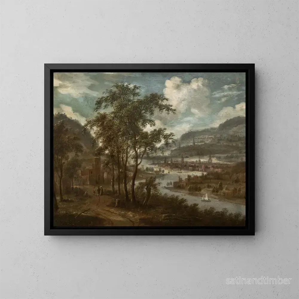 Reproduktion av målningen Vue d'une vallée fluviale - Dionijs Verburg