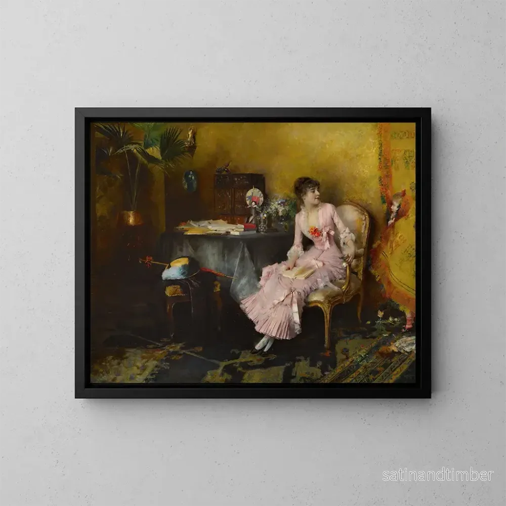 Reproduktion av målningen Ung kvinna i rosa med sitt barn - Pascal-Adolphe-Jean Dagnan-Bouveret
