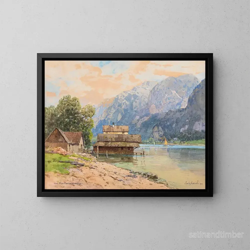 Reproduktion av målningen Båtar i Hallstatt – Fritz Lach Reproduktion av målningen Båtar i Hallstatt – Fritz Lach