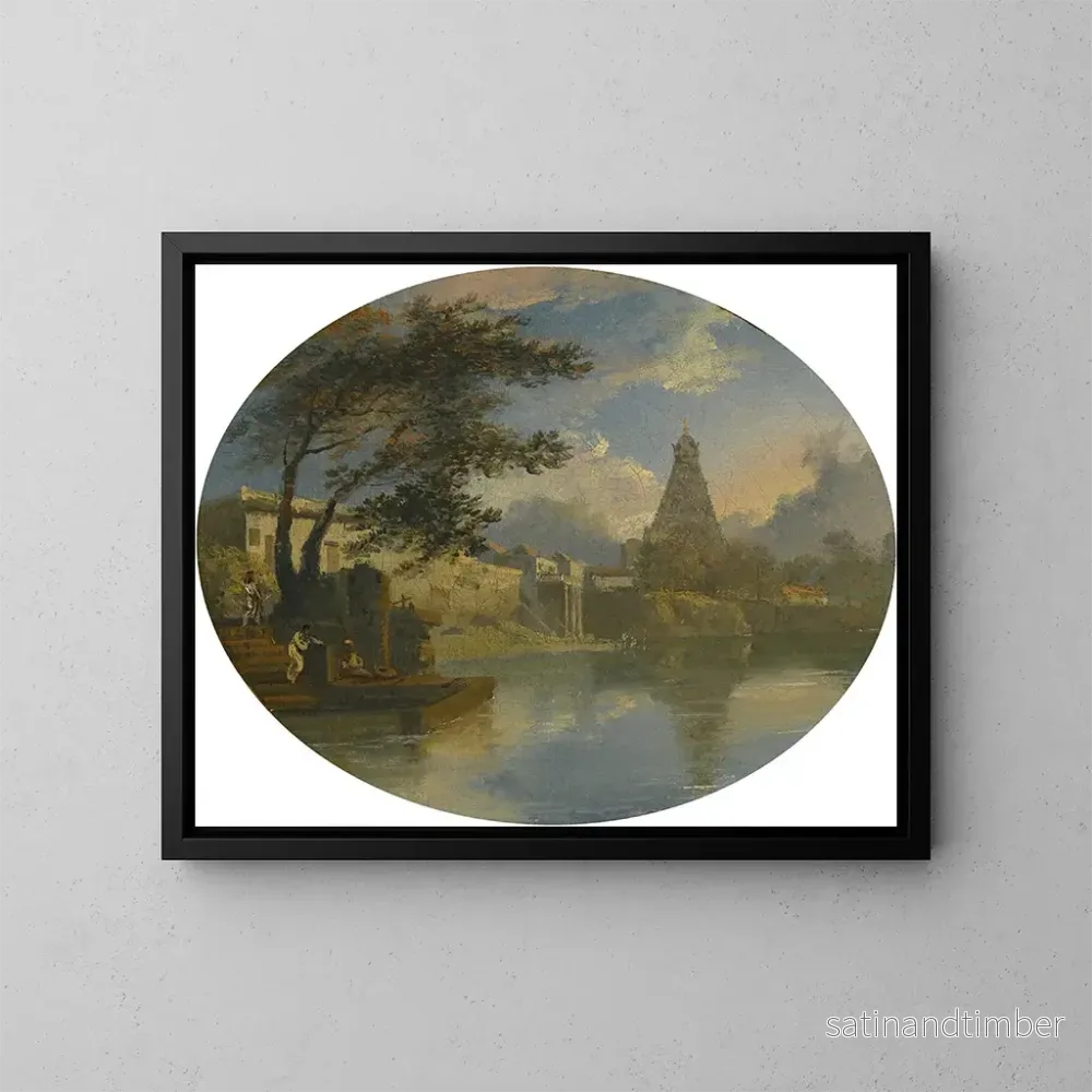 Reproduktion av målningen Vue de Thanjavur, Indien, med Brihadeeswarar-templet - Sir Charles D'Oyly