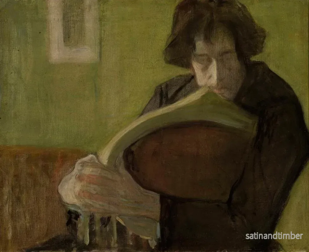 Reproduktion av målningen av en man som sitter i en stol, porträtt av Mieczysław Jakimowicz - Leopold Gottlieb - Bild 2
