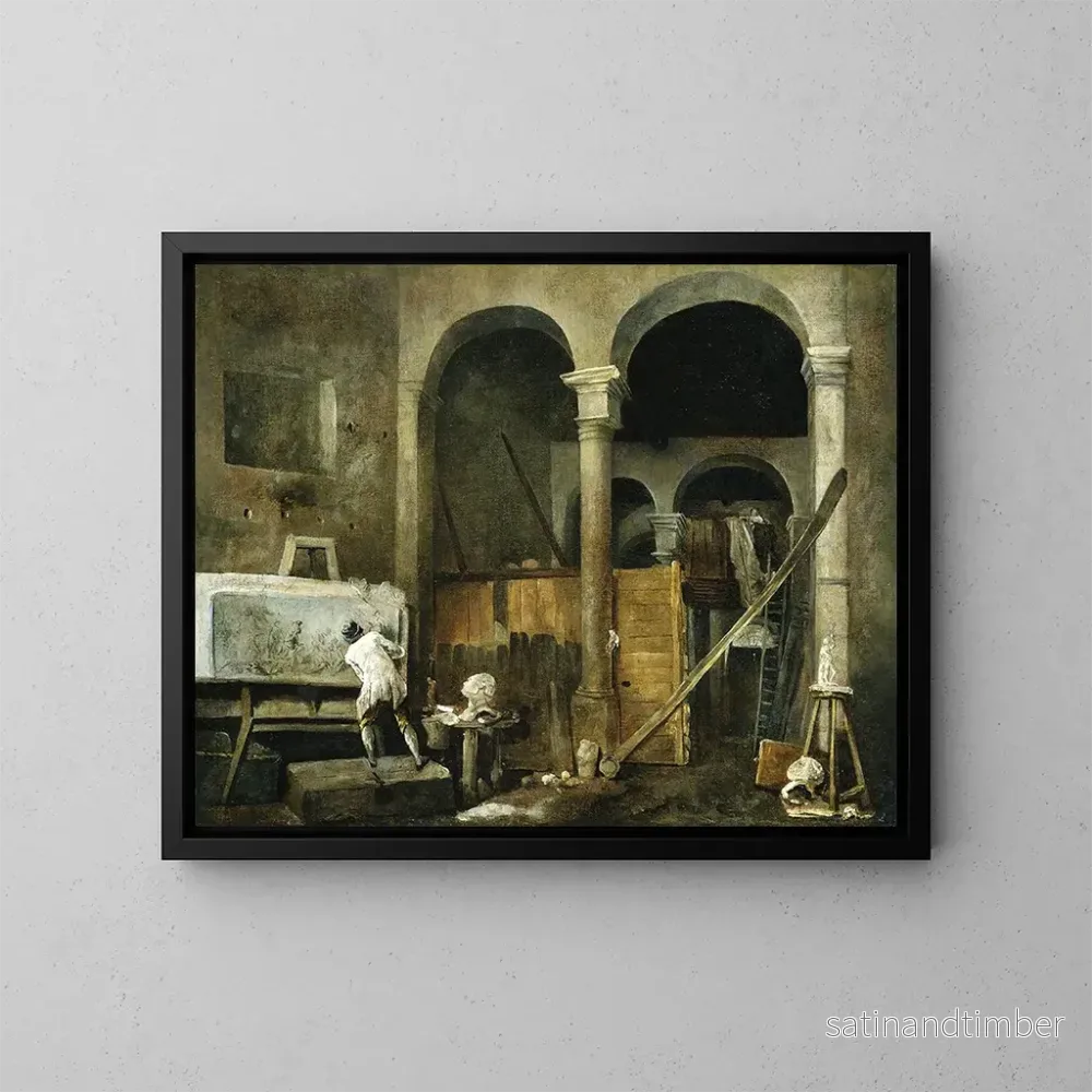 Reproduktion av målningen L'Atelier de l'artiste - Hubert Robert