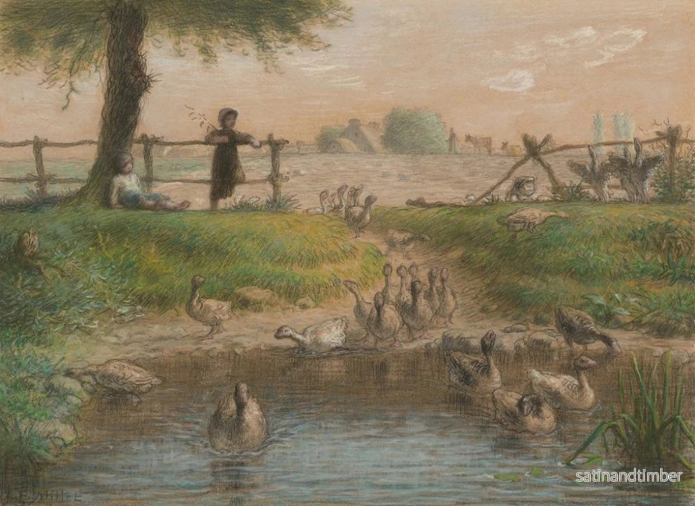 Reproduktion av målningen Barn av bondfamiljer vid svanfjärden - Jean-François Millet - Bild 2