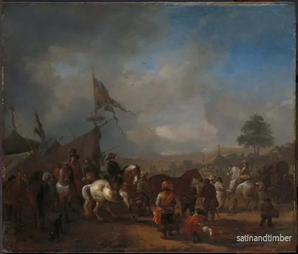 Reproduktion av målningen En hästmarknad nära en militärläger - Philips Wouwerman - Bild 2
