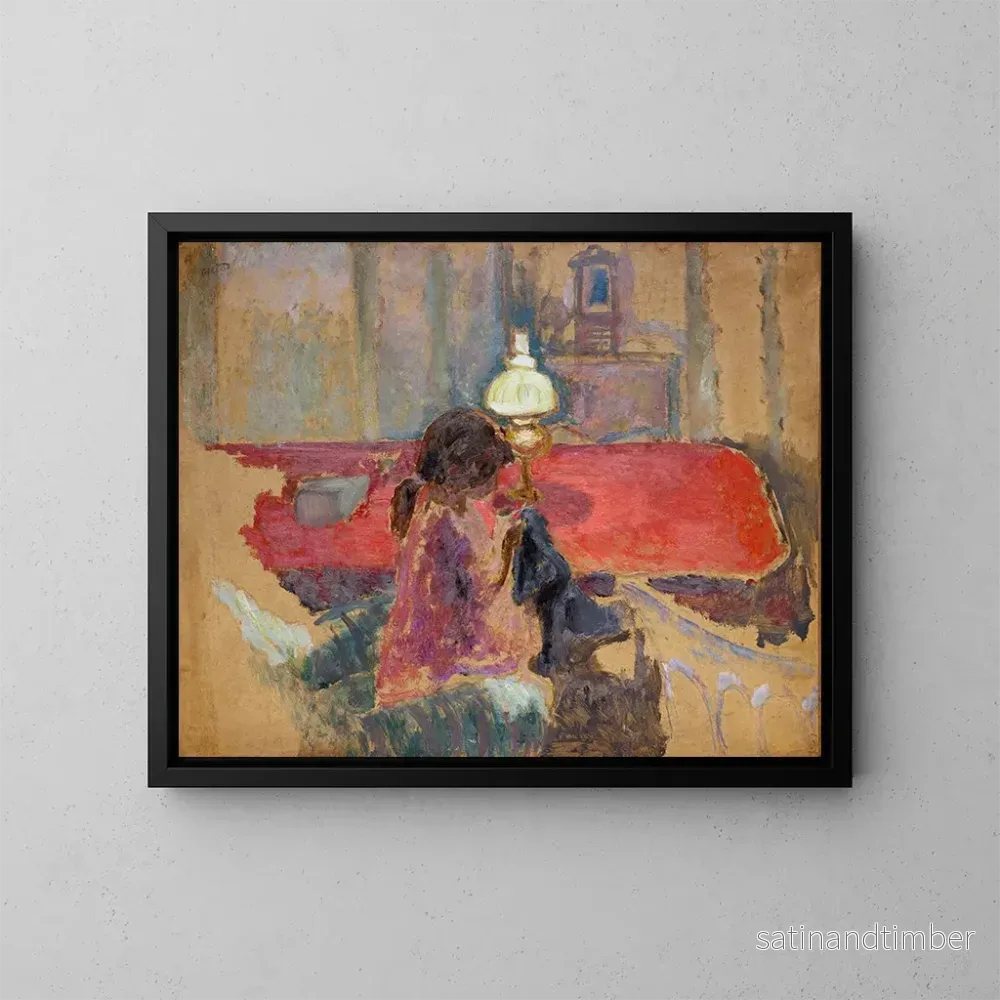 Reproduktion av målningen kvinna med en lampa - Pierre Bonnard