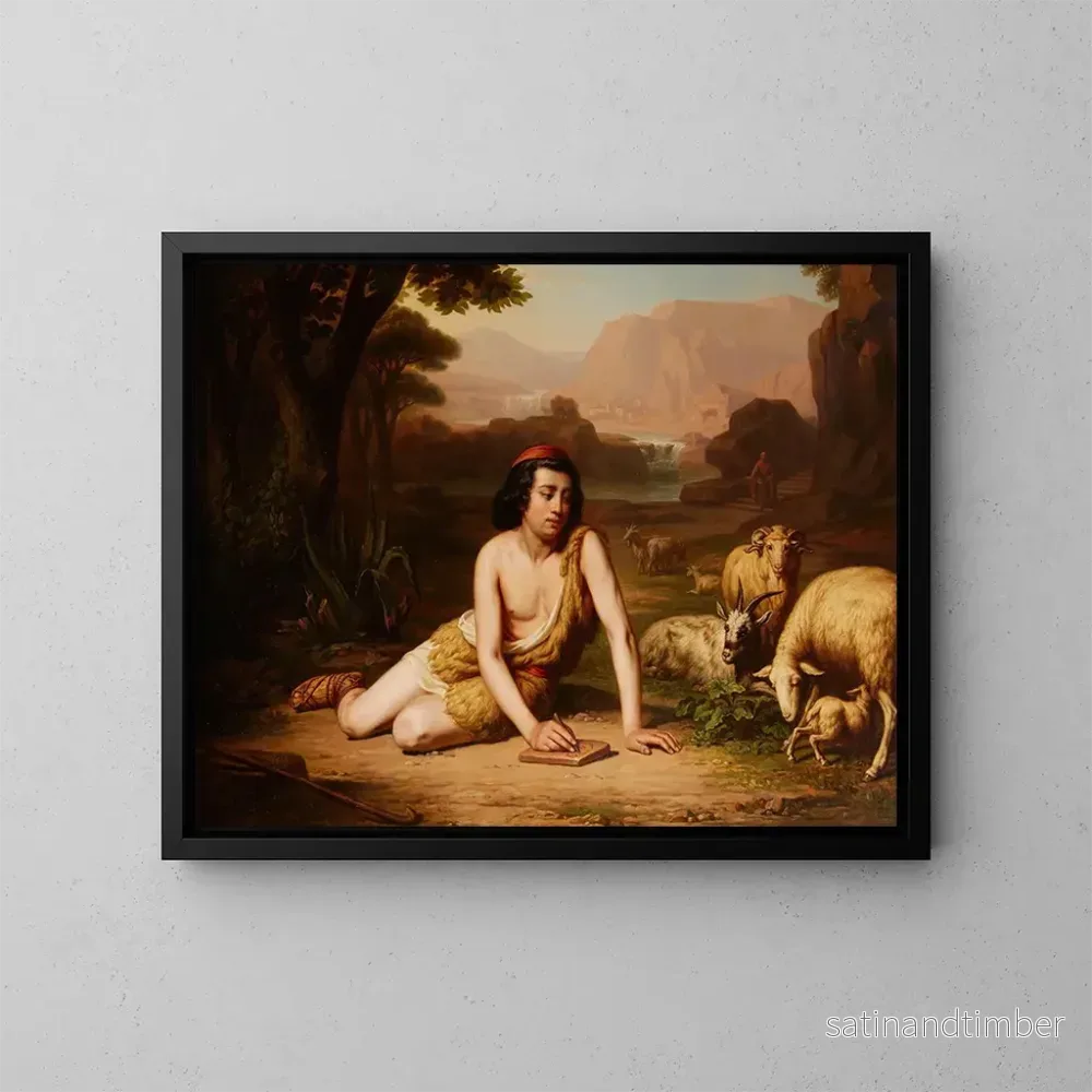 Reproduktion av målningen Giotto tecknar efter naturen - John William Godward