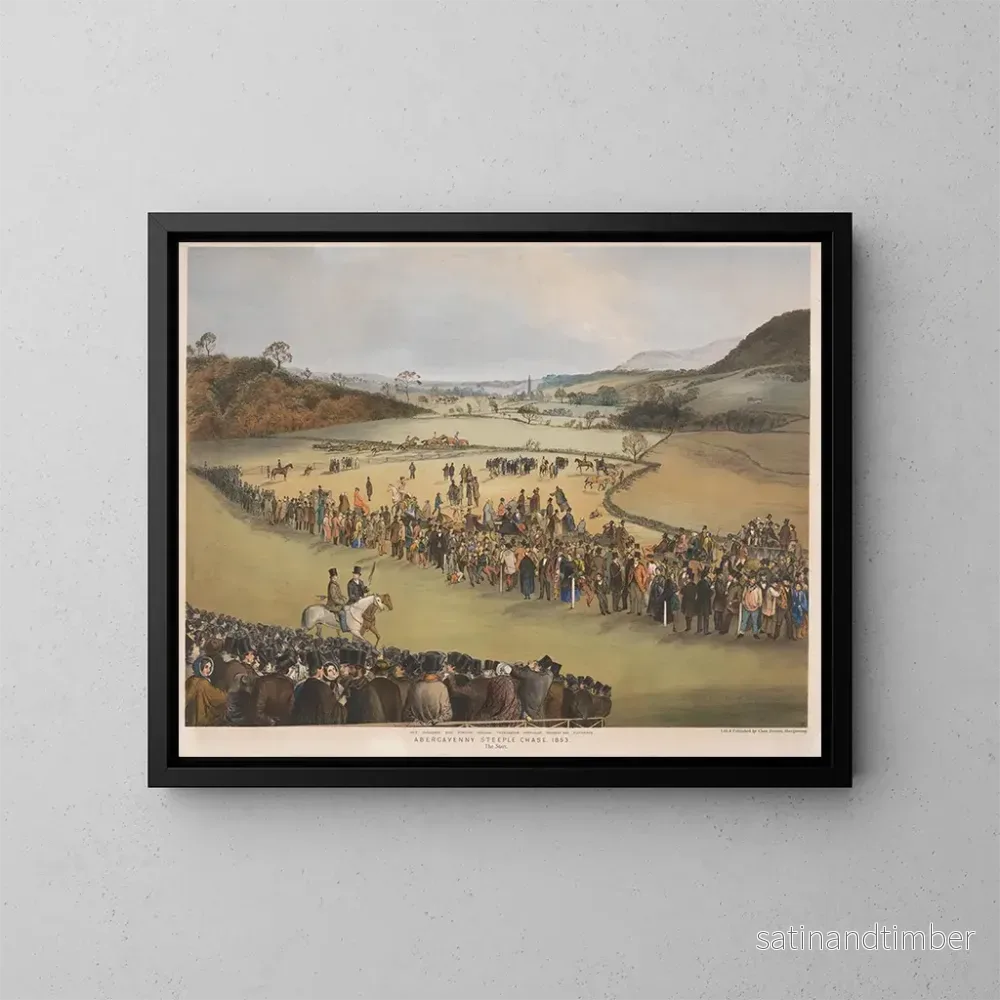 Reproduktion av målningen av Abergavenny steeplehinderlopp, starten - Charles Denton
