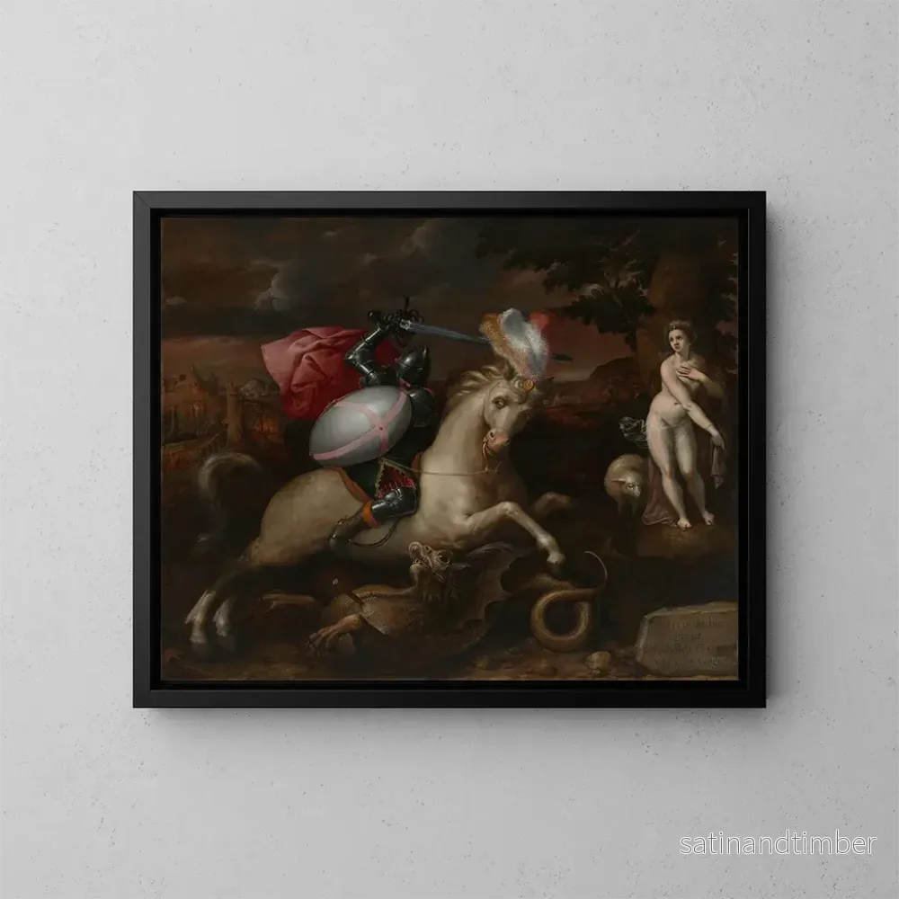 Reproduktion av målningen av Saint Georges som besegrar draken - Gillis Coignet