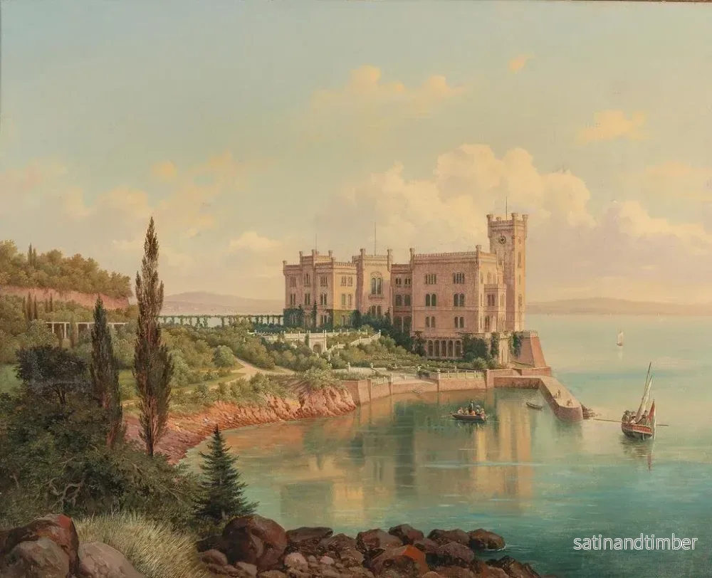 Reproduktion av målningen Vue du château de Miramare près de Trieste - Hubert Sattler - Bild 2
