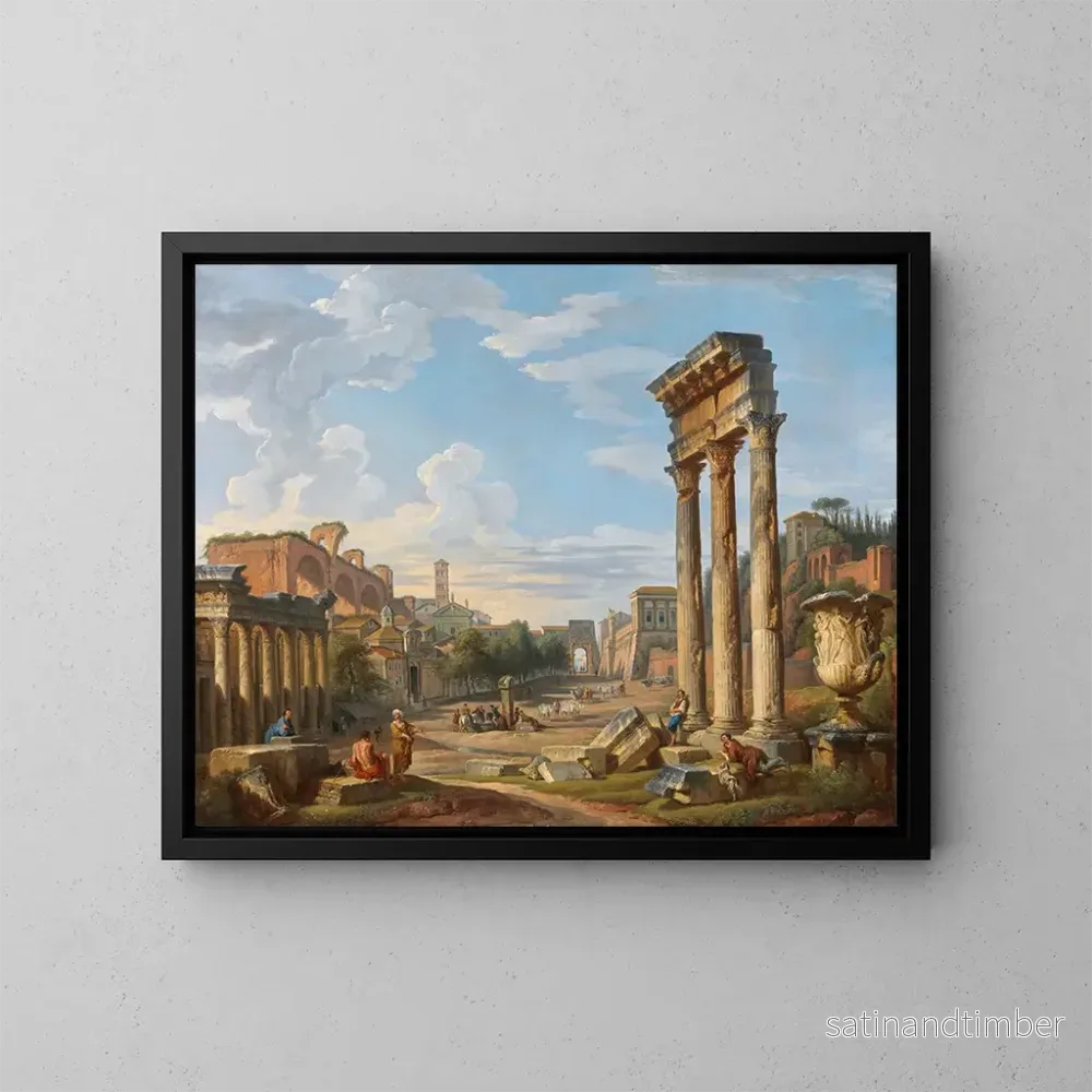 Reproduktion av målningen Le Forum romain - Giovanni Paolo Panini