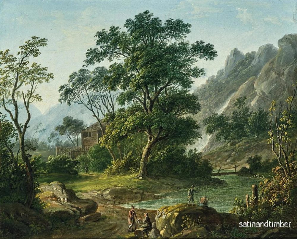 Reproduktion av målningen av Voyageurs som vilar vid en bergssjö - Matthias Rudolf Toma - Bild 2